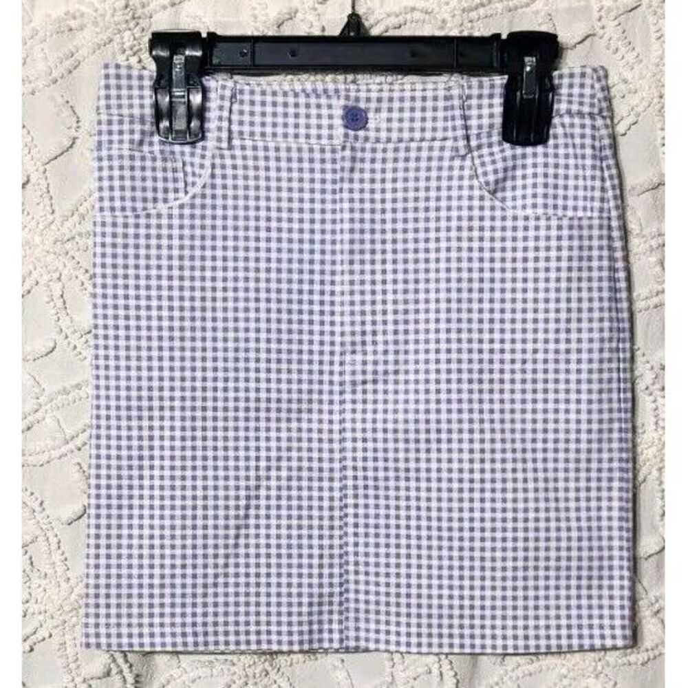 Forever 21 Women Gingham Mini Skirt Size L Purple Picnic Preppy College Clubwear